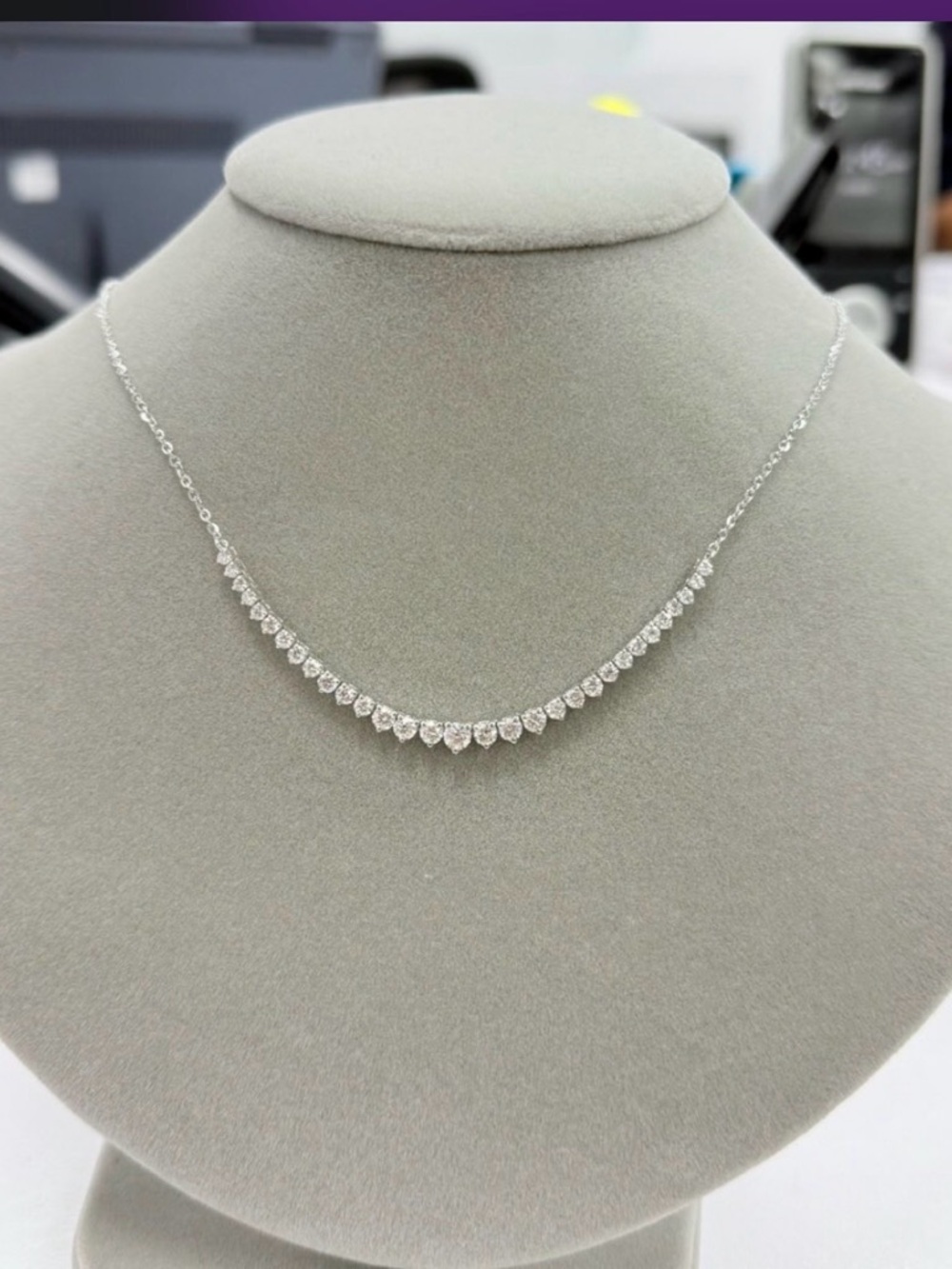 18" Graduated 1.5 carat Lab Diamond Tennis Necklace in 14k white gold